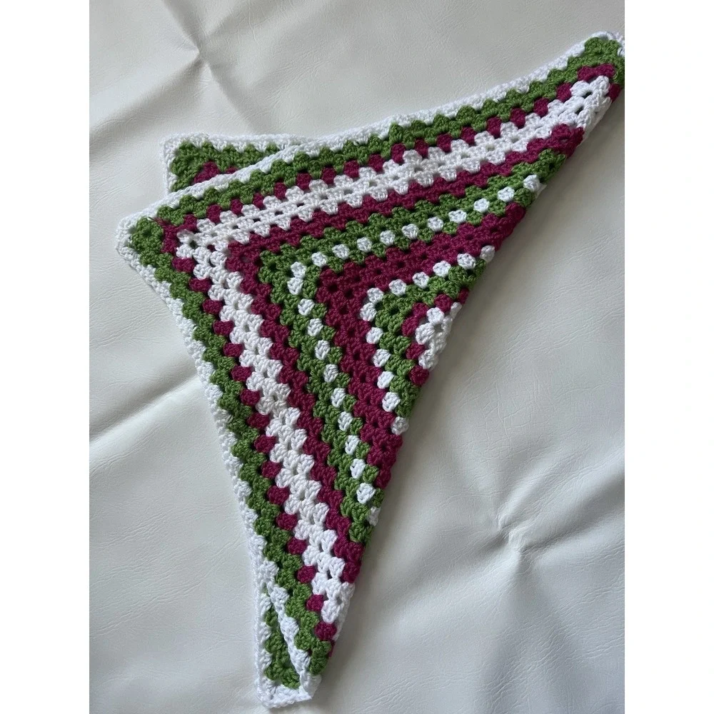 Handmade Crochet Afghan Granny Square 24x24 Throw Blanket Grandmacore Boho